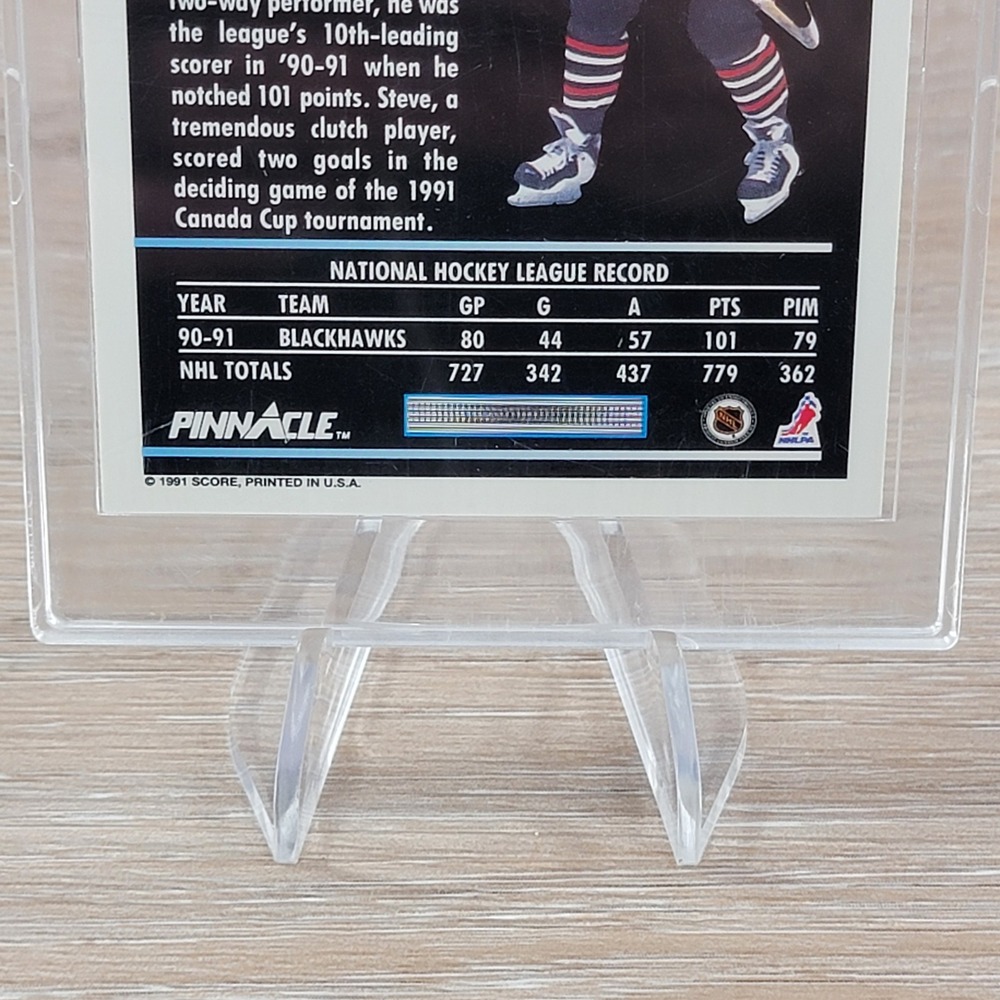 Steve Larmer Chicago Blackhawks 1991 Pinnacle Autographed Hockey Card - Picture 5 of 6